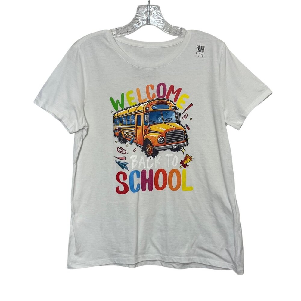 Welcome Back To School Tshirt Womens Medium White Cotton Teacher